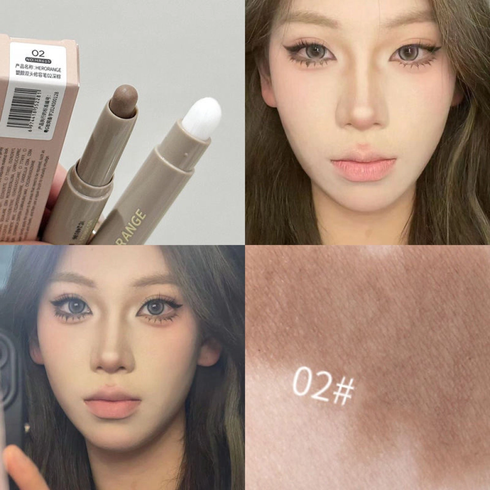 Herorange Double-ended Contour Pen for Contouring, Brightening with a Smudge Brush #02