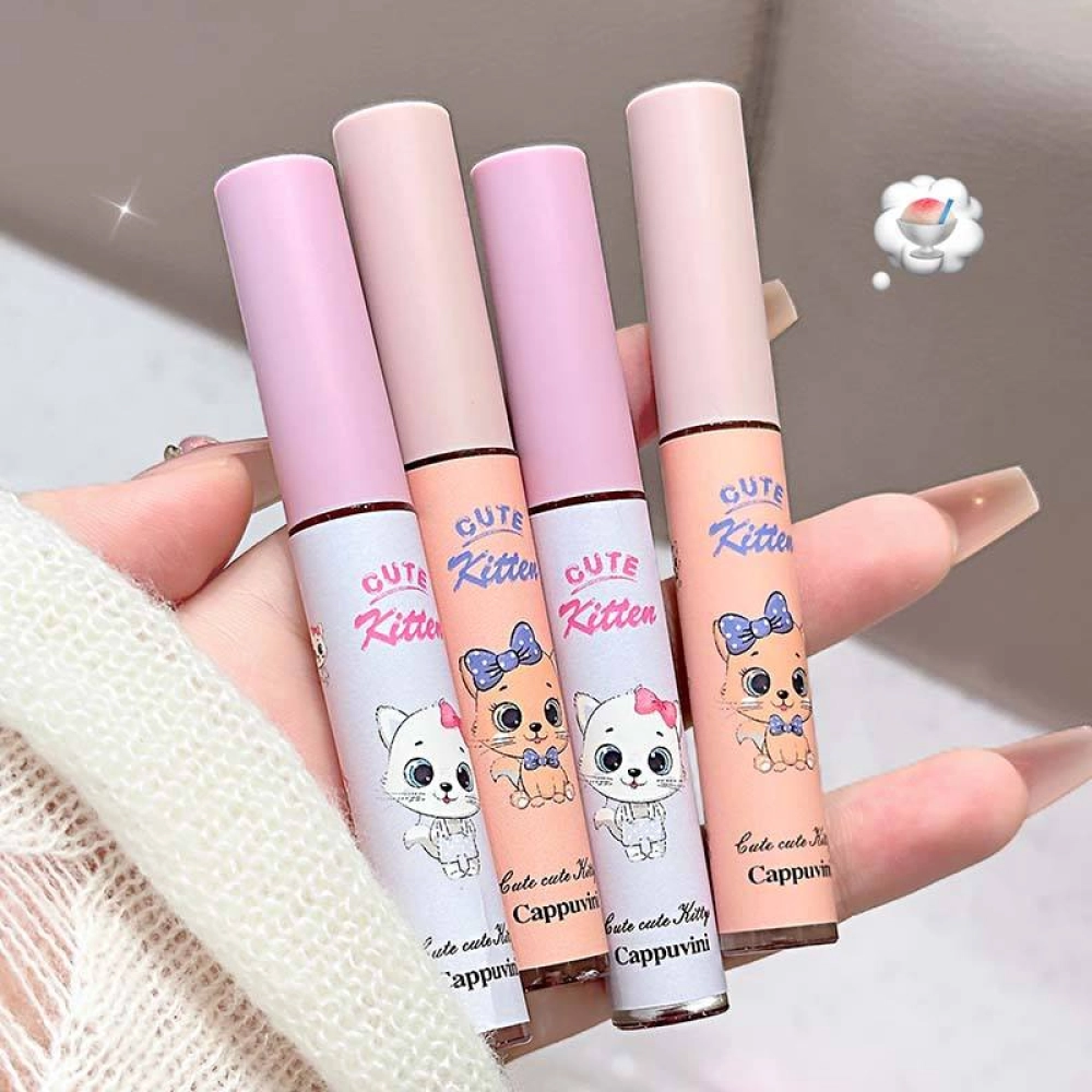 Cappuvini Cute Kitten Casual Lip Cosmetic Velvet Lip Mud, QUICK-DRY Sensitive Brighten Colorful Lip Mud